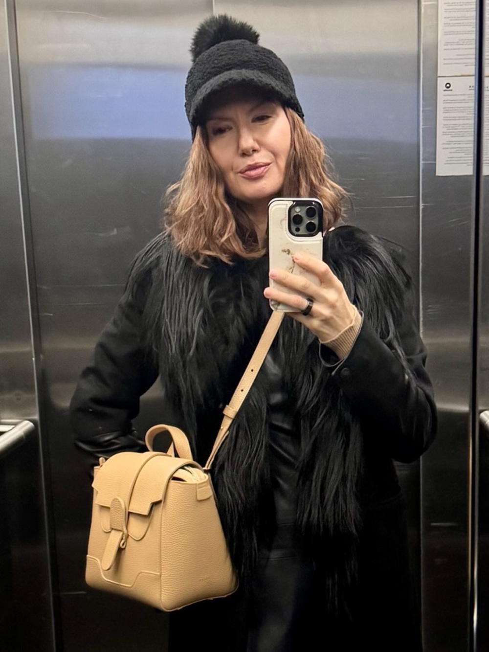 Senreve Midi Maestra Pebbled Leather Satchel/Backpack in Beige-Tan - EUC - Picture 6 of 9